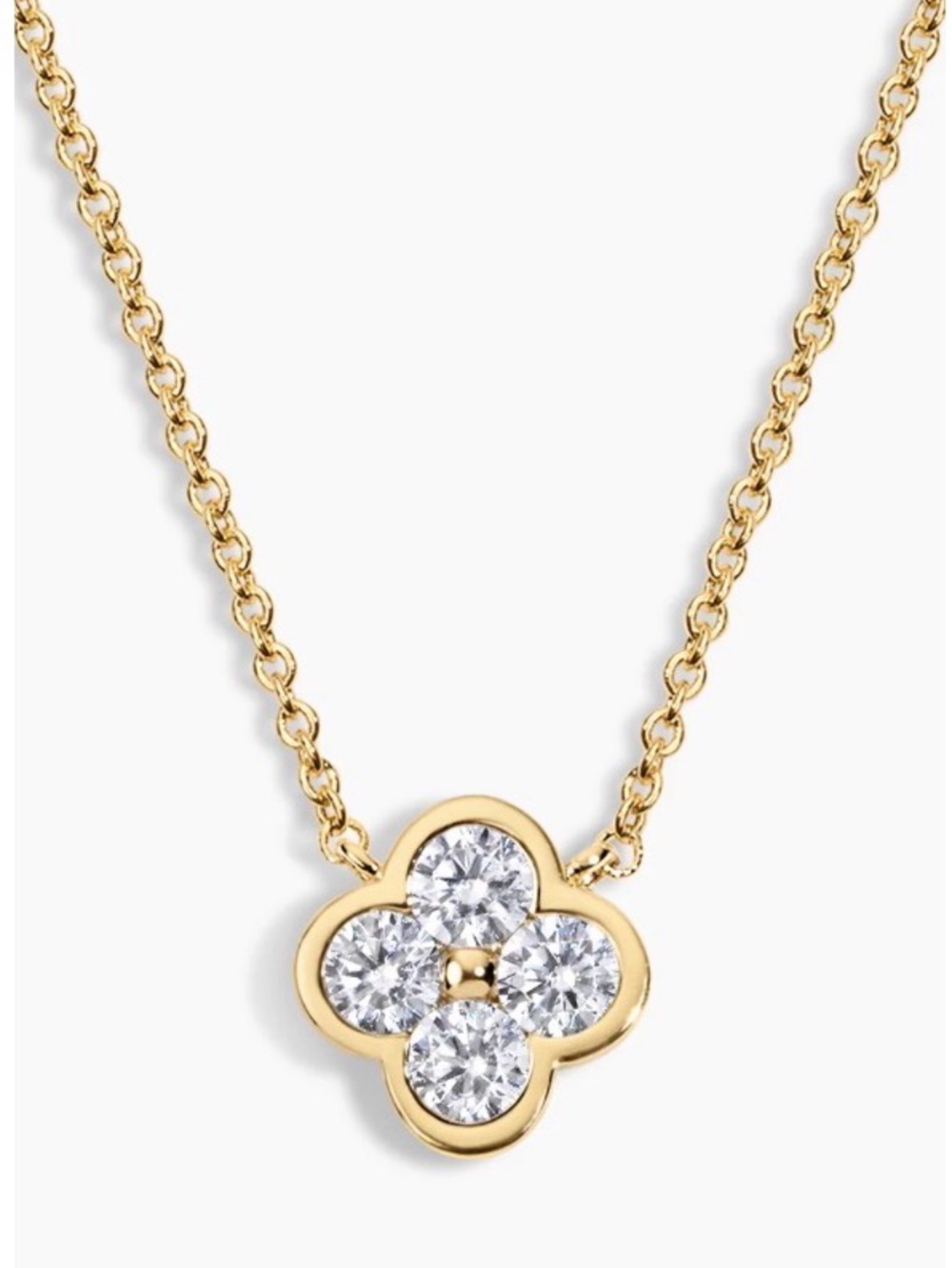 Electric Picks Gold Clover Pendant Necklace with Clear Stones